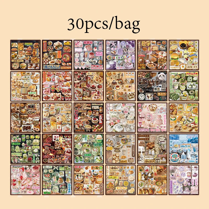 Mr. Paper 2Style 30Pcs/bag Japanese food sticker book DIY handbook scrapbook photo frame envelope phone case