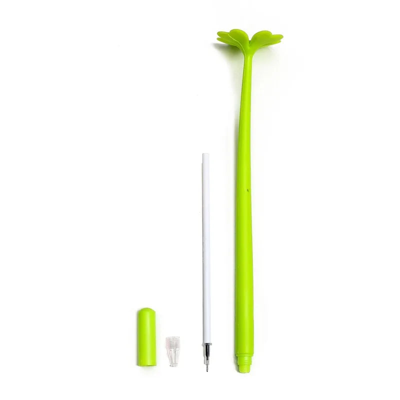 24 Pcs Creative Four-leaf Clover Flowers Artificial Flowers Neutral Pen Cute Small Fresh Lucky Flower Student Stationery