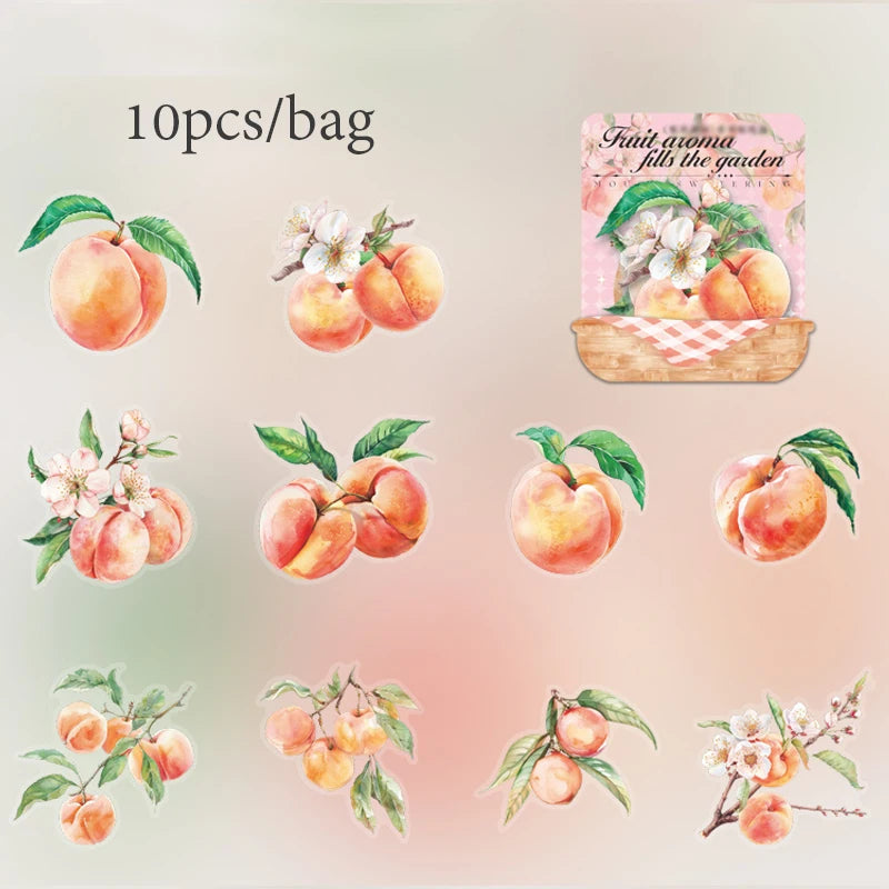 Mr. Paper10pcs/pack Strawberry PET Sticker Pack Fruit Sticker Decoration Scrapbook Photo Frame phone Case laptop Phone Case Gift