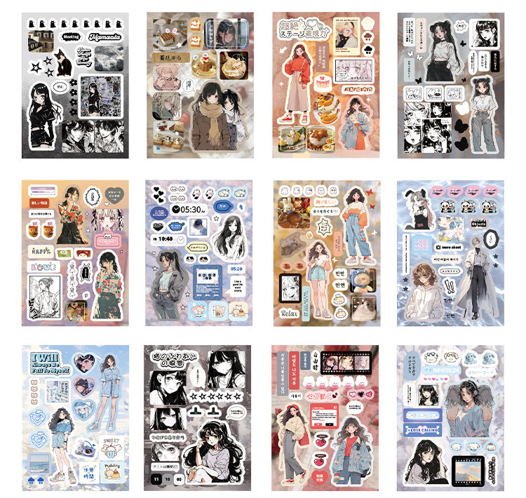 Mr. Paper 45 Sheets/book Creative Sticker Book Used of DIY Phone Case Photo Frame Album Scrapbook Retro Decoration Art Stickers