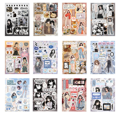 Mr. Paper 45 Sheets/book Creative Sticker Book Used of DIY Phone Case Photo Frame Album Scrapbook Retro Decoration Art Stickers