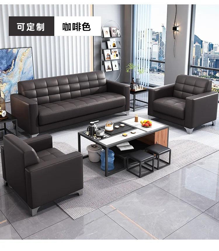 Office Sofa Business Reception Modern Simple Guest Single Three-person Office Sofa Coffee Table Combination Set