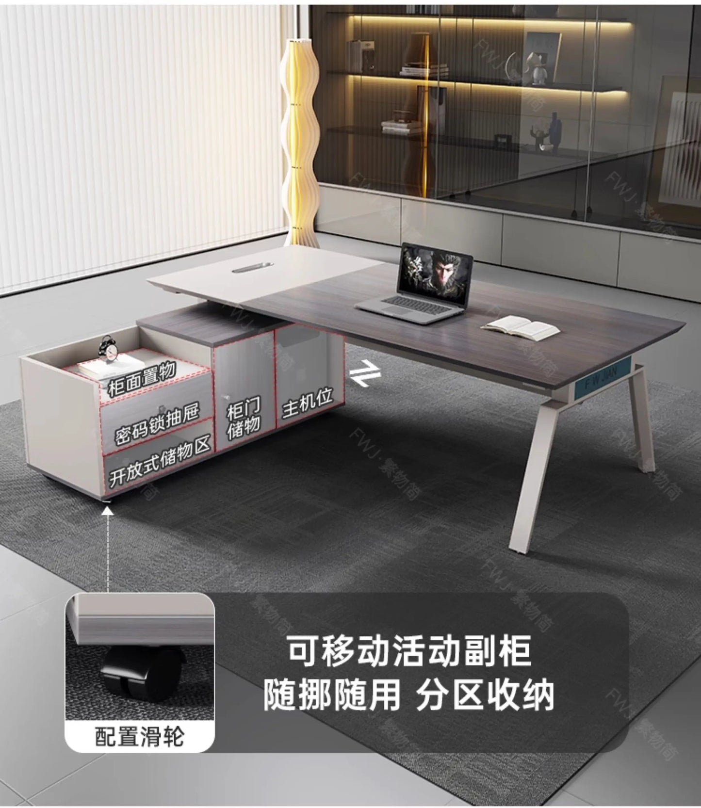 Living Room Lshaped Office Desk Luxury Design Chinese Style Fashion Office Desk Interior Escritorio Oficina Postmodern Furniture
