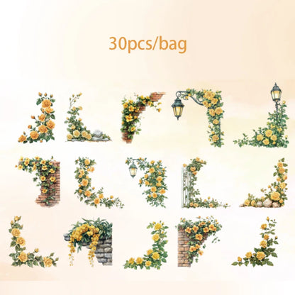 Mr. Paper 6Style 30Pcs/bag Courtyard Corner Series Edge Stickers DIY Handbook Material Decorative Scrapbook Photo Frame Calendar