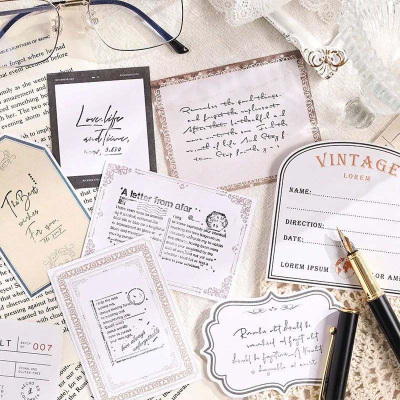 Mr. Paper, Retro Writing Bordered Message Paper, Scrapbook Supplies, Desktop Message, Decorative Notebook Photo Frame 100pcs