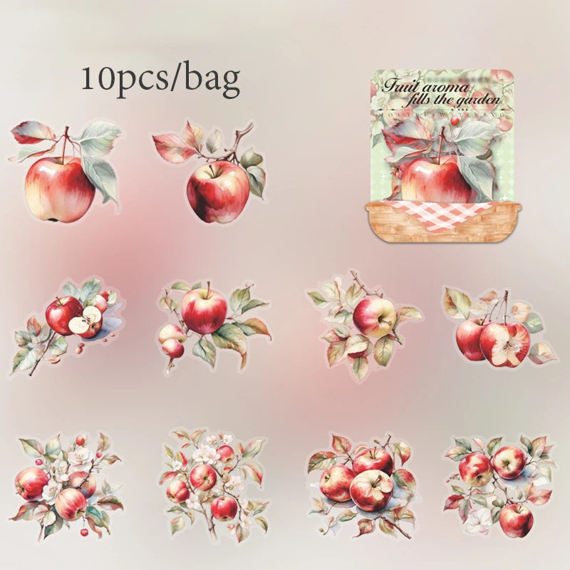 Mr. Paper10pcs/pack Strawberry PET Sticker Pack Fruit Sticker Decoration Scrapbook Photo Frame phone Case laptop Phone Case Gift