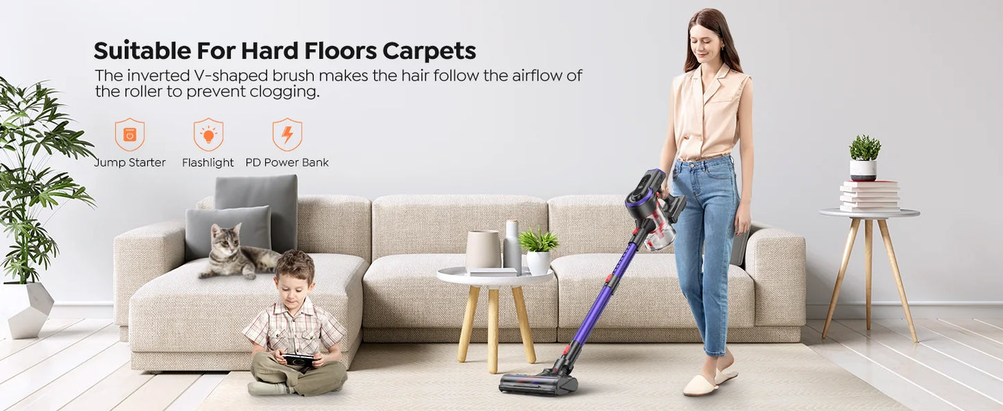 Buture JR400 38000Pa Cordless Vacuum Cleaner Handheld 450W With Touch Display Smart Home Appliance for Carpets Hair 55 Mins