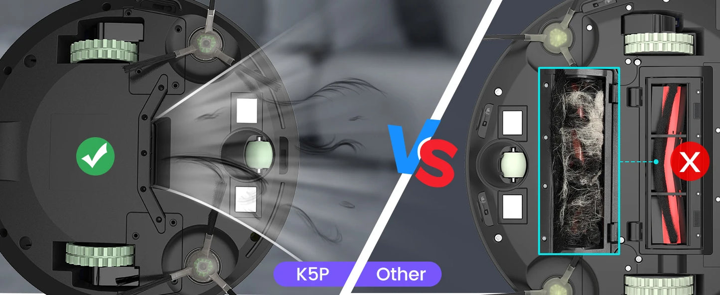 OKP K5P Robot Vacuum Cleaner, 5000Pa, 180 Mins, WiFi/App, Slim Design, Self-Charging, Perfect for Hard Floors, Pet Hair, Carpets