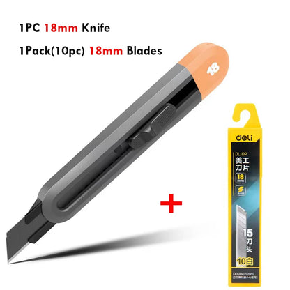 Deli 3pc Set Utility Knife Art Carving Knife Cutter School Suplies Cut Tools Wallpaper Stationery Express Delivery Safe Knife