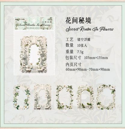 10Sheets/Bag Hollow Relief Retro Frame Collage Card European Flower Photo Frame Hand Account Decoration Material