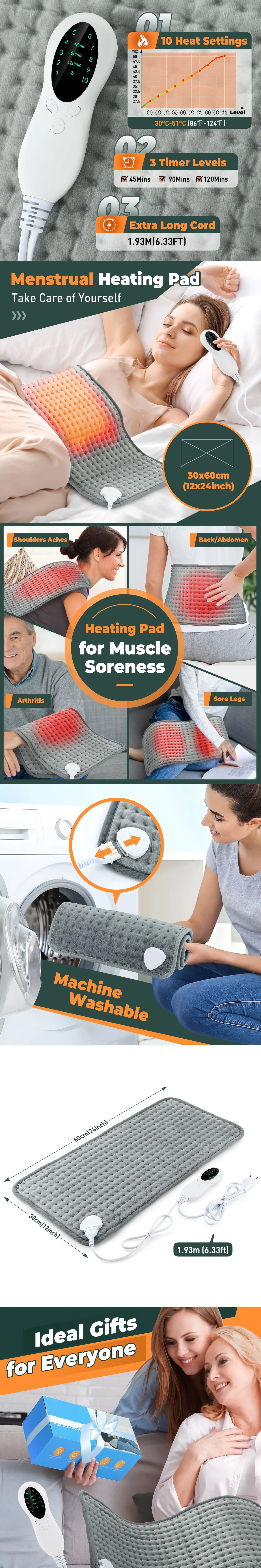 Electric Heating Pad 10 Gears Blanket Winter Thermal Heater for Room Bed Sofa Office for Waist Back Foot and Hand Warming Mat