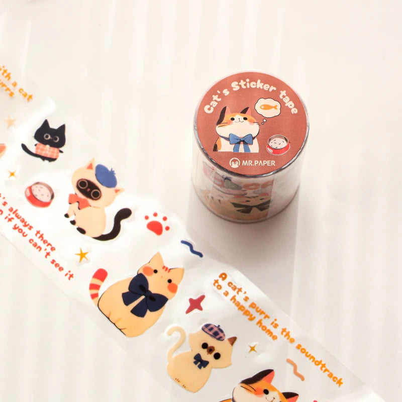 Mr Paper 2rolls/bag kawaii cat and dog diary series tape cute style handbook tape DIY diary photo frame phone case