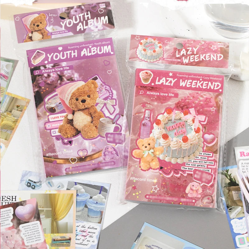 2Style 50Pcs/book Korean Style Cut Film Sticker Book DIY Handbook Envelope Seal Stickers Phone Case Scrapbook Photo Frame Diary