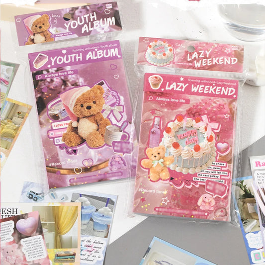 2Style 50Pcs/book Korean Style Cut Film Sticker Book DIY Handbook Envelope Seal Stickers Phone Case Scrapbook Photo Frame Diary