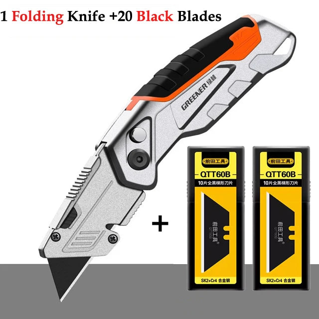 Greener Folding Zinc Alloy Heavy Duty Box Cutter Multifunctional Thickening Tool Wallpaper Utility Knife Paper Cutting
