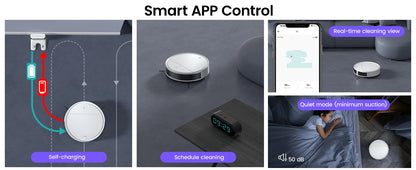 OKP K5P Robot Vacuum Cleaner, 5000Pa, 180 Mins, WiFi/App, Slim Design, Self-Charging, Perfect for Hard Floors, Pet Hair, Carpets