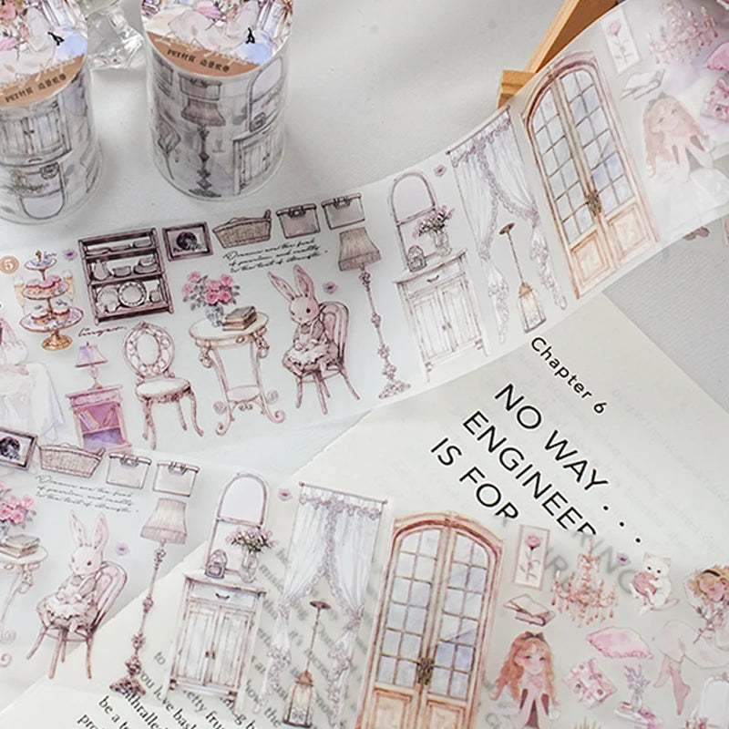 Mr Paper 3rolls/bag Good Time Series Matte PET Scenic Tape Masking Tape DIY Scrapbooking Photo Frame Glass Mug Phone Case