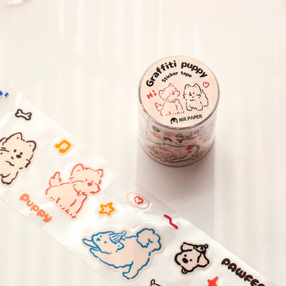 Mr Paper 2rolls/bag kawaii cat and dog diary series tape cute style handbook tape DIY diary photo frame phone case