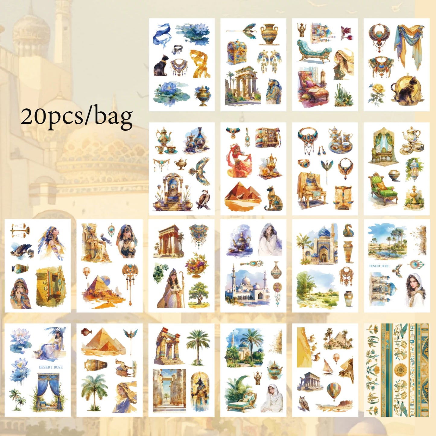 Mr. Paper 4Style 20Pcs/bag Desert Rose Series Sticker Book DIY Handbook Decoration Scrapbook Album Photo Frame Calendar Phone