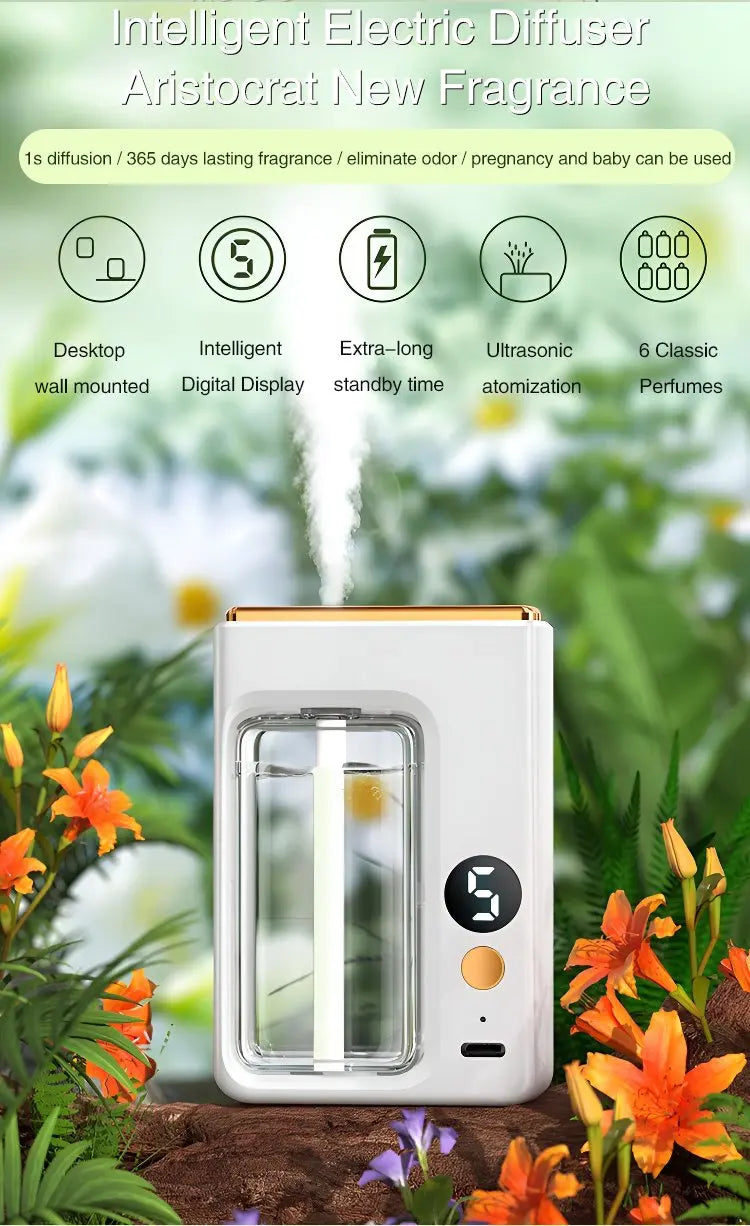 40ML Automatic Home Fragrance Machine Essential Oil Diffuser Nebulizer Perfume Scent Machine for Kitchen and toilet deodorizatio