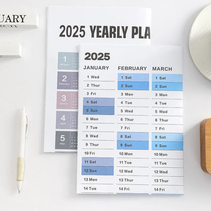 New 2025 English Wall Calendar Single Sheet Annual Wall Hanging Calendar Blank Gird Memo Daily Planner Simple Room Decoration