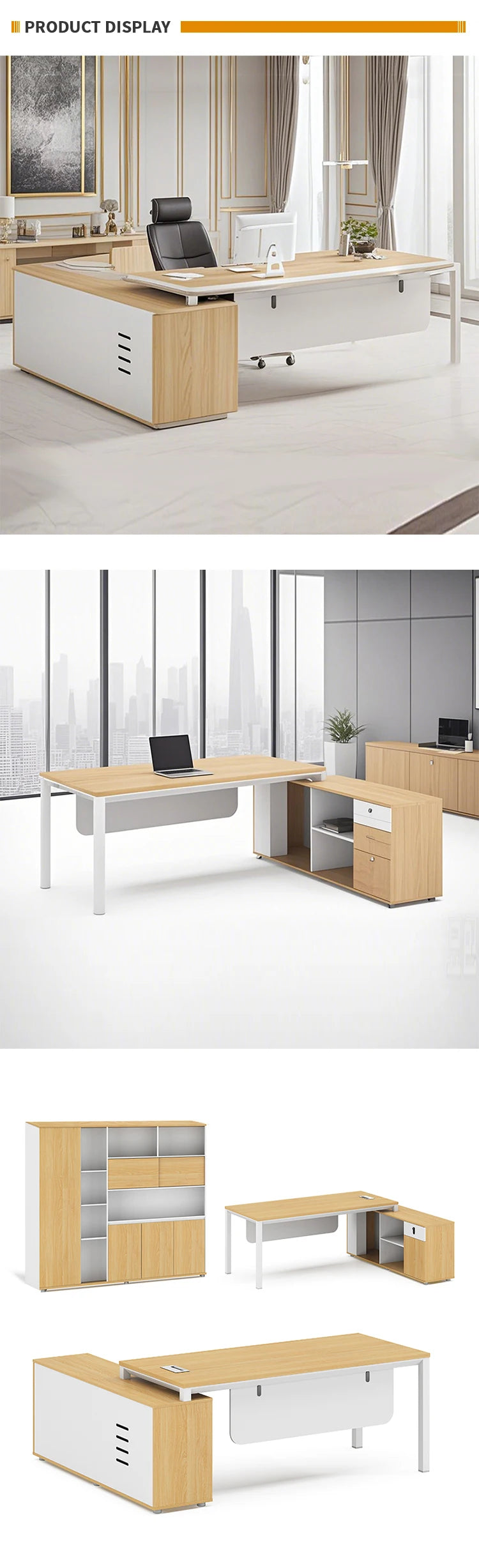 Office Furniture Computer Counter L Shape Table Ceo Executive Desktop Table Office Desk And Cabinet Set  boss office desk