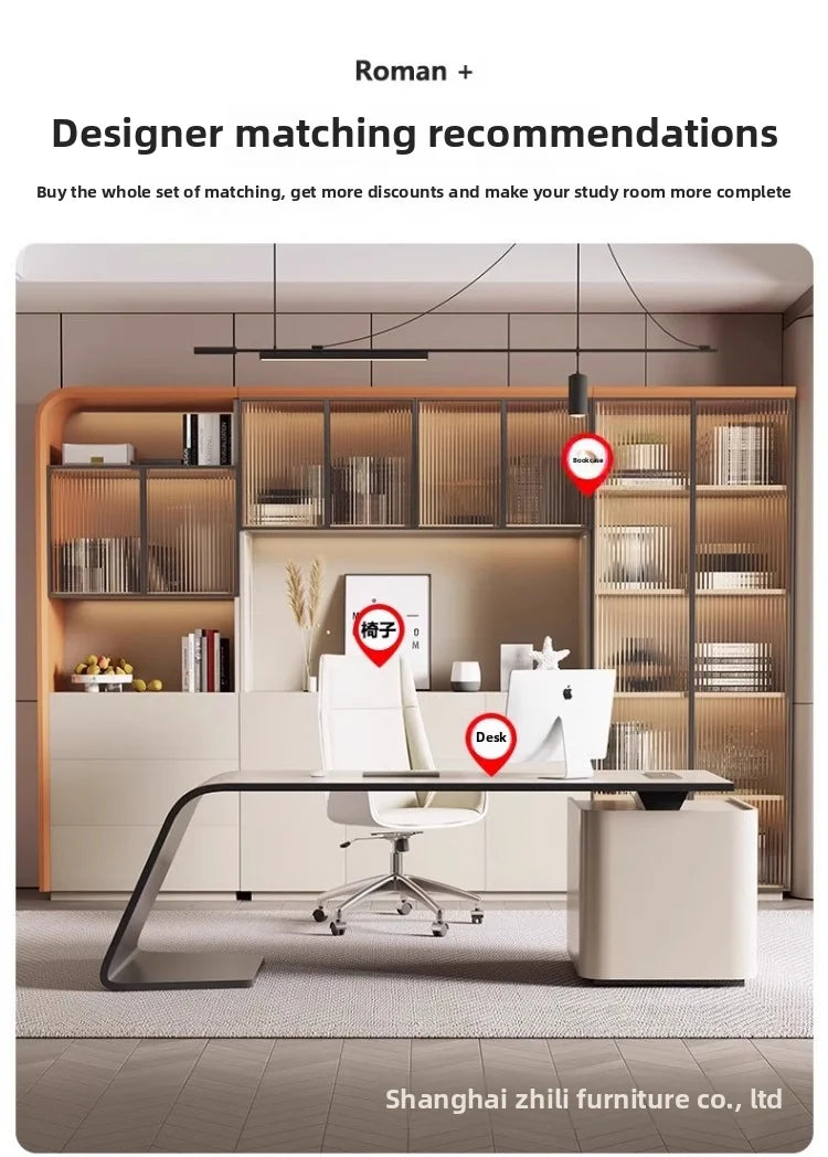 Boss's Desk, Baked Paint Craftsmanship, Office Desk, Modern and Simple Atmosphere, High-end Creative Desk, Light Luxury Style