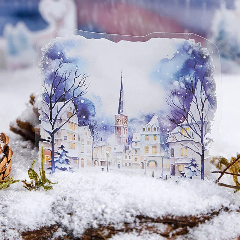 Mr. Paper, 10pcs/pack, Winter Landscape Large-sized PET Stickers, Decorative Collage Scrapbook, Photo Frame, Phone Case,notebook