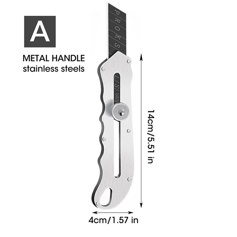 Durable Industrial Utility Knife,Replaceable High Carbon Steel Blade,Stainless Steel Paper Cutter,Office Art Student Supplies