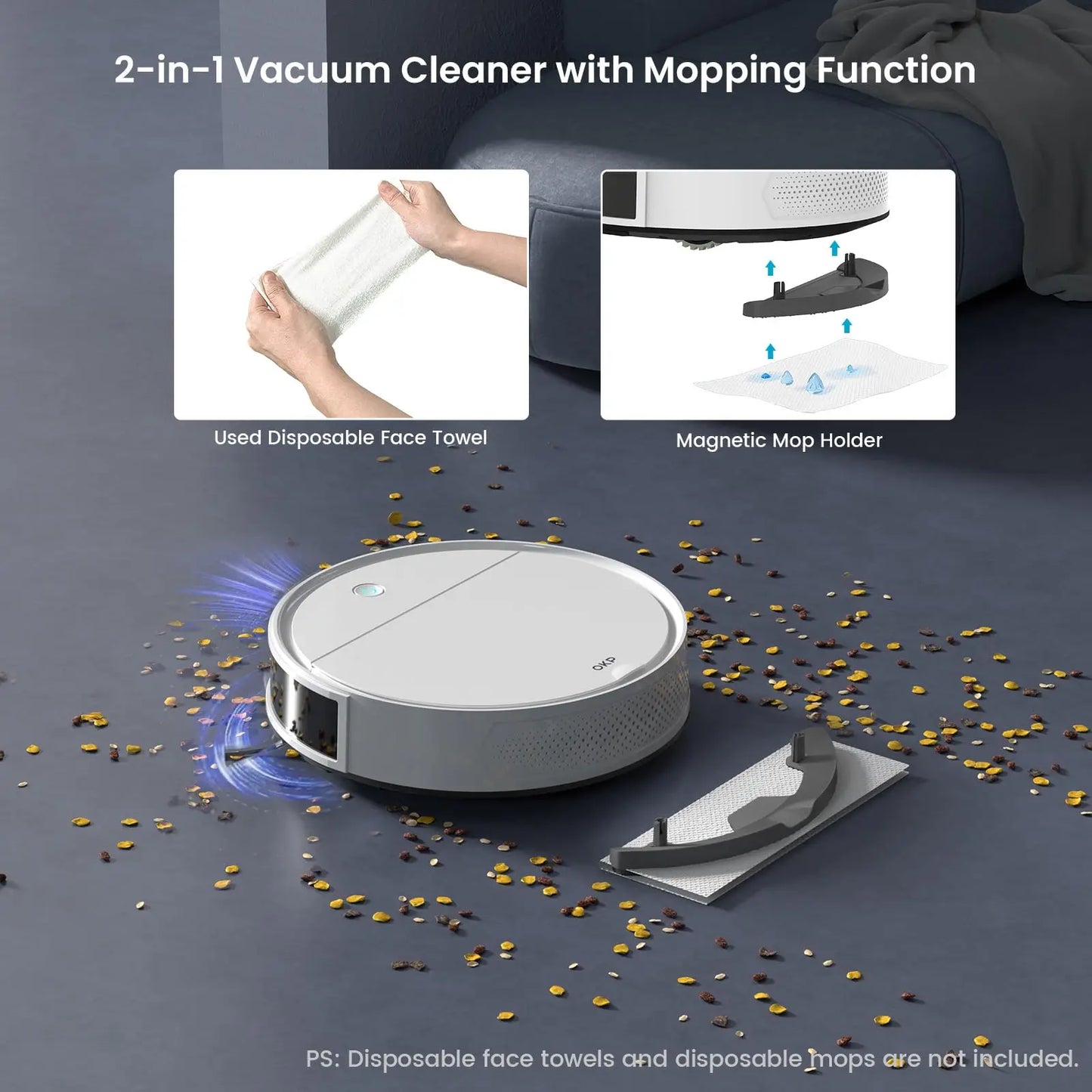 OKP K5P Robot Vacuum Cleaner, 5000Pa, 180 Mins, WiFi/App, Slim Design, Self-Charging, Perfect for Hard Floors, Pet Hair, Carpets