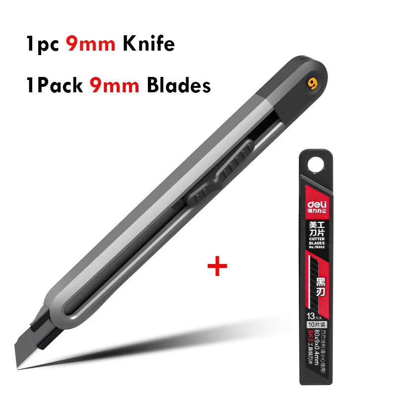 Deli 3pc Set Utility Knife Art Carving Knife Cutter School Suplies Cut Tools Wallpaper Stationery Express Delivery Safe Knife