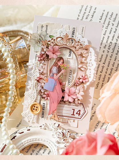 10Sheets/Bag Hollow Relief Retro Frame Collage Card European Flower Photo Frame Hand Account Decoration Material