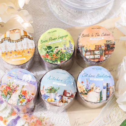Mr Paper 3rolls/bag Long Life Series White Ink Shaped Tape Masking Tape Handmade DIY Glasses Journal Photo Frame