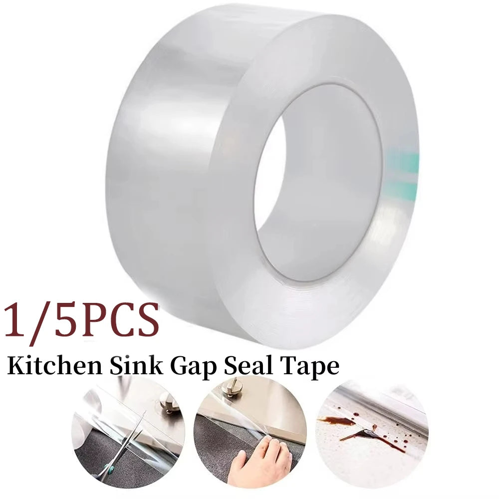 1/2/3/5Pcs 5M Kitchen Waterproof Self Adhesive Tape Acrylic Transparent Mildew-Proof Sink Tape for Bathroom Kitchen Seam Gaps