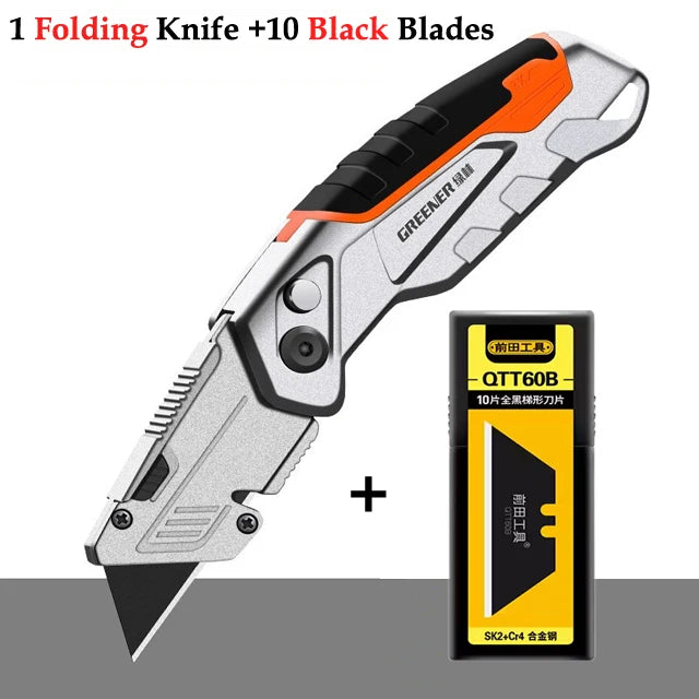 Greener Folding Zinc Alloy Heavy Duty Box Cutter Multifunctional Thickening Tool Wallpaper Utility Knife Paper Cutting