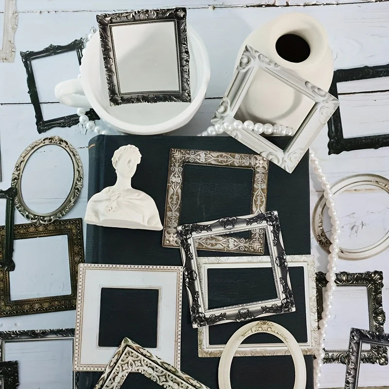 25/50PCS Retro Photo Frame Decoration Stickers Self-adhensive DIY Hand Account Diary Scrapbooking Material Paper