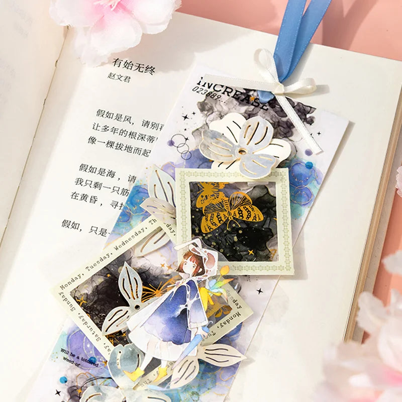 Mr Paper 20Pcs/bag Flower Watercolour Dyeing Foil Stamping Die-cut Sticker Book DIY Handbook Photo Frame Album Calendar