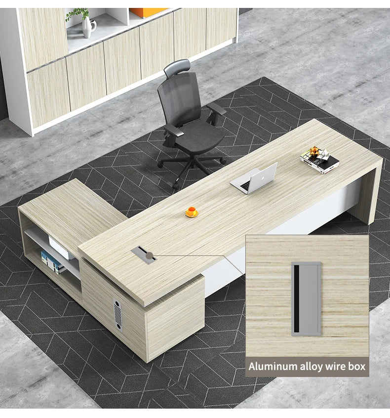 Wooden Ceo Office Furniture Modern Style Computer L Shape Desk Boss Manager Office Table Executive Desk Table Workstation