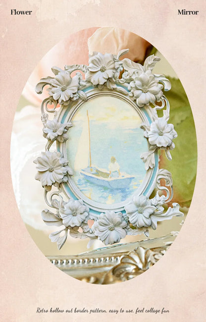 10Sheets/Bag Hollow Relief Retro Frame Collage Card European Flower Photo Frame Hand Account Decoration Material