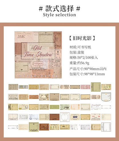 Mr. Paper, Retro Writing Bordered Message Paper, Scrapbook Supplies, Desktop Message, Decorative Notebook Photo Frame 100pcs