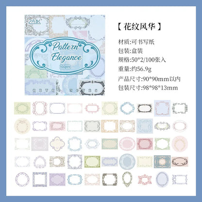 Mr. Paper, Retro Writing Bordered Message Paper, Scrapbook Supplies, Desktop Message, Decorative Notebook Photo Frame 100pcs
