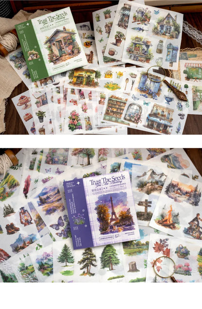 4Style 50Sheets/pack earthly series sticker book for DIY handbook diary phone case calendar photo frame Laptop decoration