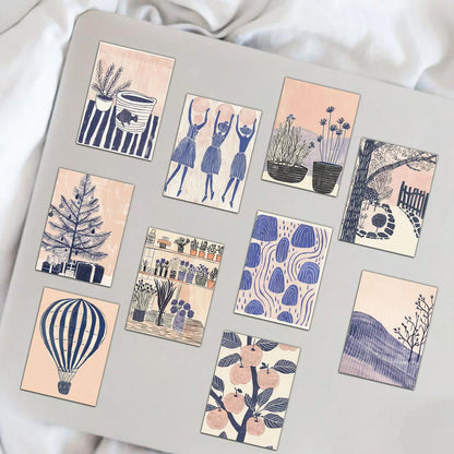 55PCS Abstract Art Illustrations Simple and Fresh Life Handbooks Notebook Phone Cases Photo Frame Vase Stickers