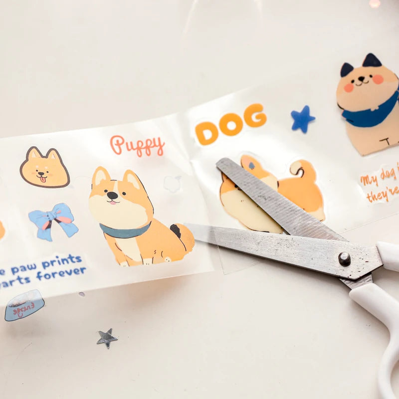 Mr Paper 2rolls/bag kawaii cat and dog diary series tape cute style handbook tape DIY diary photo frame phone case