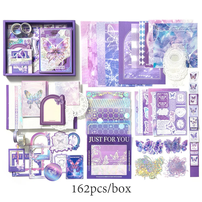 2Style 162Pcs/box Butterfly Illustrated Theme Gift Box Stickers DIY Handbook Scrapbook Photo Frame Journal Envelope Decoration