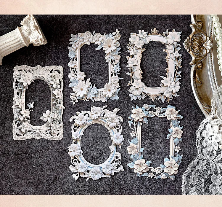 10Sheets/Bag Hollow Relief Retro Frame Collage Card European Flower Photo Frame Hand Account Decoration Material