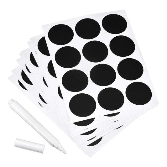 12 Sheets 12 Label Per Sheet Chalkboard Labels Blackboard Stickers 38mm No Word for Home Kitchen Mason Jar with Chalk Marker