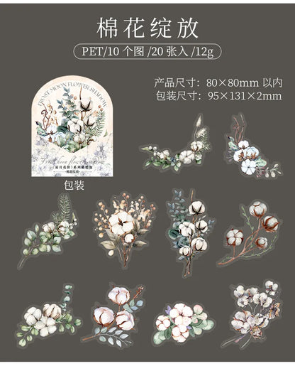 Mr.Paper,20PCS, Plant Themed Stickers, DIY Decorative Scrapbook Notebook Photo Frame Diary Stationery Flower Leaf Stickers Gifts