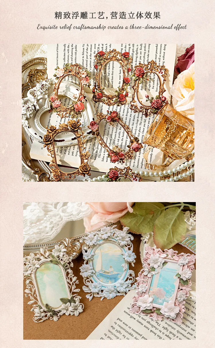 10Sheets/Bag Hollow Relief Retro Frame Collage Card European Flower Photo Frame Hand Account Decoration Material