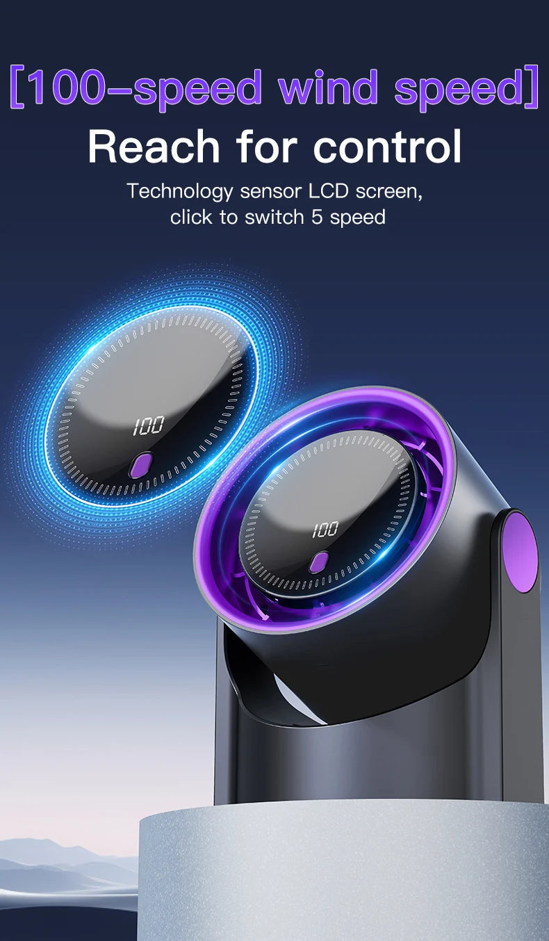 2025 Portable Wall Hanging Fan Digital Display Desktop Fan 100 Wind Speeds  Rechargeable Office Home Electric Mini Fans